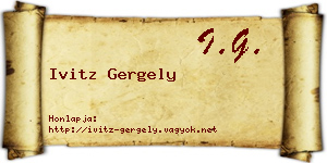 Ivitz Gergely névjegykártya